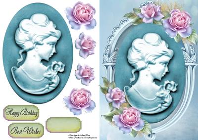 Beautiful Blue Cameo with Roses