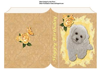 Cute Fluffy White Puppy Book Card