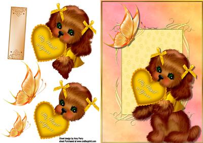 Cute Dog with Yellow Bows & Heart
