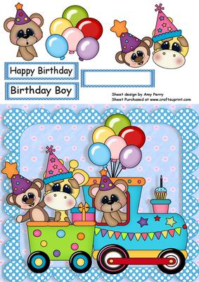 Animal Fun Train Boys 8x8