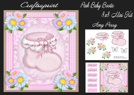 Pink Baby Bootie 8x8 Mini Kit