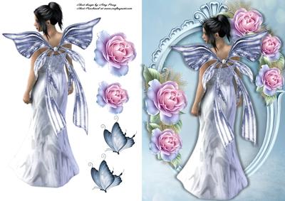 Beautiful Blue Fairy with Blue Roses