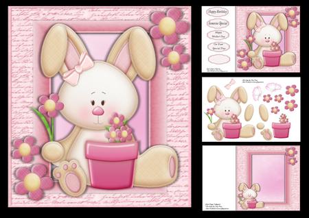 Gorgeous Bunny with Pink Flowers 8x8 Mini Kit