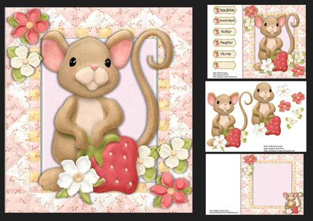 Gorgeous Mouse with Strawberry and Flowers 8x8 Mini Kit
