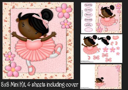 Pretty Ethnic Ballerina with Flowers 8x8 Mini Kit