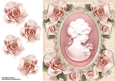 Beautiful Rose Cameo with Roses 8x8