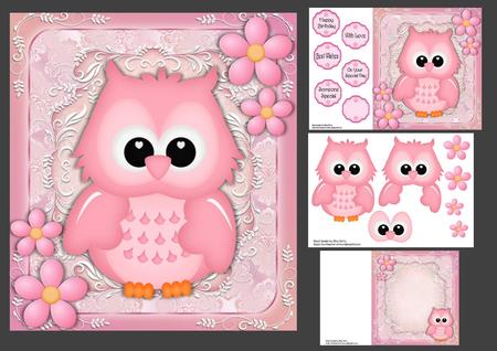 Gorgeous Pink Owl 8x8 Mini Kit