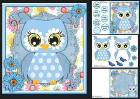 Beautiful Blue Owl 8x8 Mini Kit