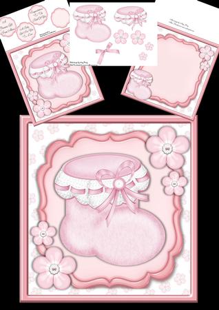 Beautiful Baby Girl Bootie with Flowers 8x8 Mini Kit