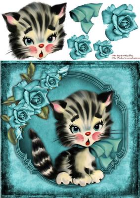Gorgeous Black Scruffy Kitten 8x8