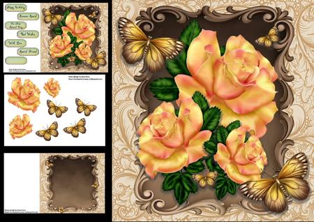 Beautiful Peach Rose's & Butterflies 8x8 Mini Kit