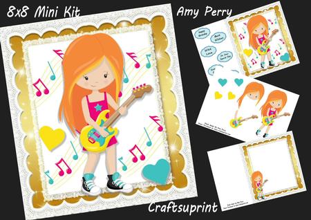 Rock Girl with Her Guitar 8x8 Mini Kit