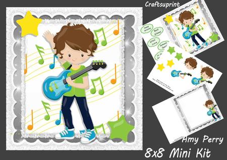 Rock Boy with Guitar Brunette 8x8 Mini Kit