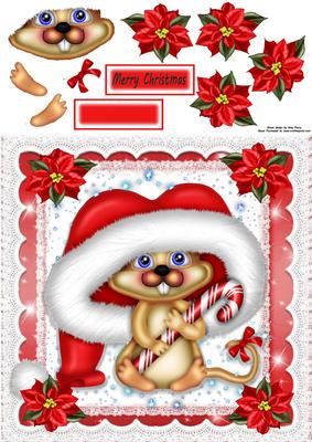 Gorgeous Christmas Mouse with Candy Cane 8x8