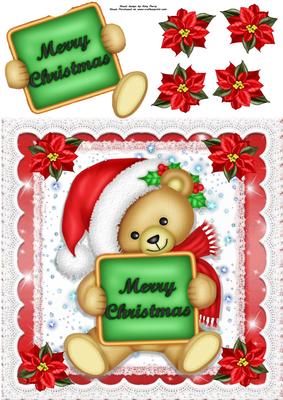 Cute Teddy Bear Holding a Sign 8x8