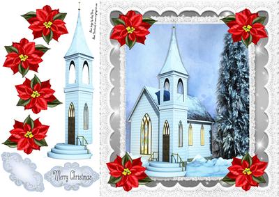 Beautiful Blue Church 8x8