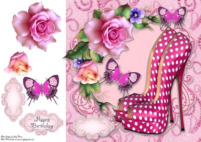 Beautiful Hot Pink Polka Dot Shoe's 8x8