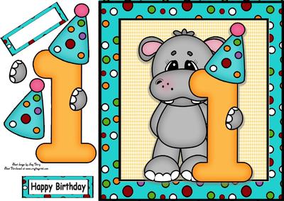 Happy 1st Birthday Hippo 8x8