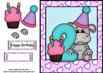 Happy 2nd Birthday Hippo 8x8