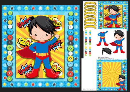 Super Hero Boy Red & Blue with Cape 8x8 Mini Kit