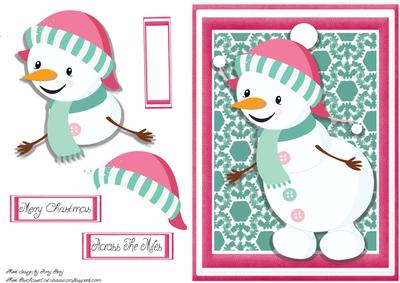 Adorable Snowman with Pink Santa Hat