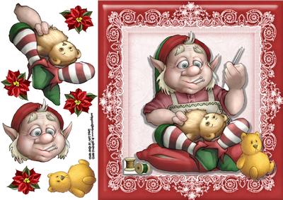 Adorable Elf Making Toys 8x8