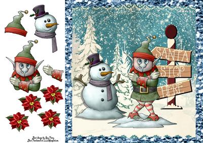 Frozen Elf & Snowman 8x8