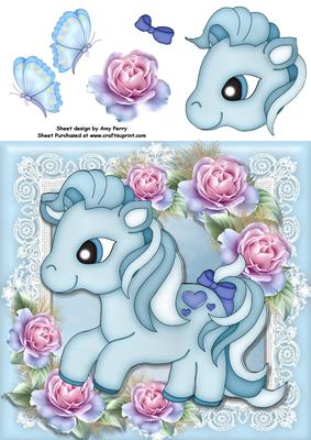Adorable Pony with Roses 8x8