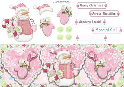 Pink Snowman with Mittens Dl