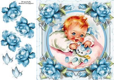 Beautiful Baby Boy with Teddy 8x8