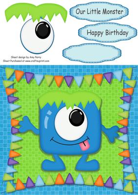 One Eyed Blue Monster 8x8