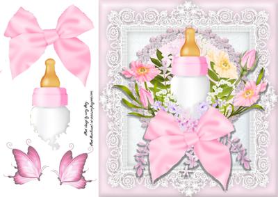 Baby Girl Bottle 8x8