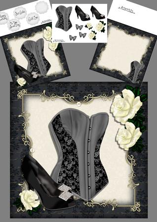 Beautiful Grey Corset with Shoes 8x8 Mini Kit