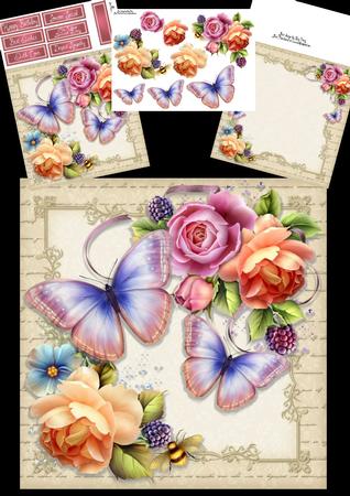 Beautiful Pastel Flowers with Butterflies 8x8 Mini Kit