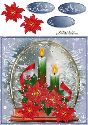Beautiful Candles in Snow Globe 8x8