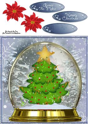 Christmas Tree in Snow Globe 8x8
