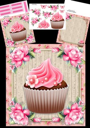 Scrummy Pink Cupcake 8x8 Mini Kit