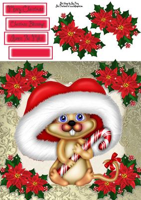 Adorable Mouse in Santa Hat 8x8