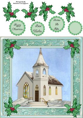 Beautiful Christmas Church 8x8