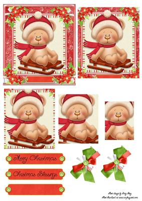 Cute Teddy Bear on Sledge Pyramid