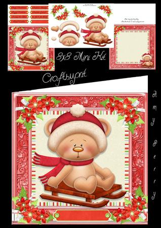 Beautiful Teddy Bear on Sledge 8x8 Mini Kit