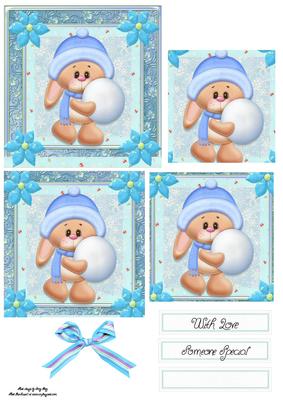 Cute Bunny with Snowball Pyramid