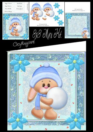 Cute Bunny with Snowball 8x8 Mini Kit