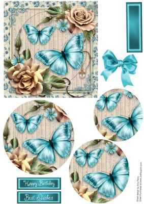 Beautiful Cream Roses with Butterflies Pyramid