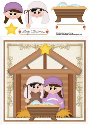 Beautiful Nativity Scene 8x8