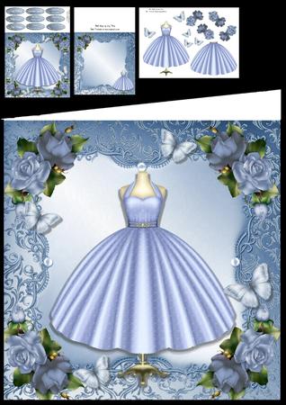 Beautiful Blue Dress with Roses 8x8 Mini Kit