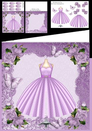 Beautiful Lilac Dress with Roses 8x8 Mini Kit