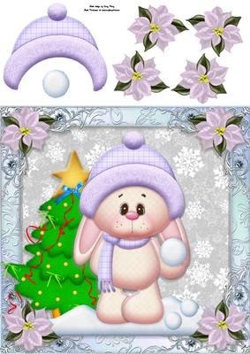 Adorable Bunny with Snowball 8x8