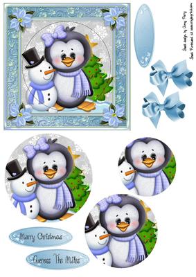 Adorable Penguin with Snowman Pyramid