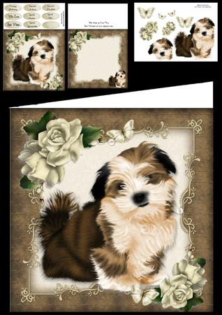 Gorgeous Fluffy Shitzu with Roses 8x8 Mini Kit